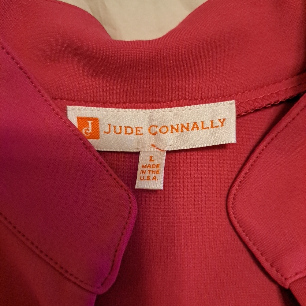 Jude Connally Kate Ponte V-Neck Stand Collar Bracelet Sleeve Pink Dress L EUC - Picture 8 of 10